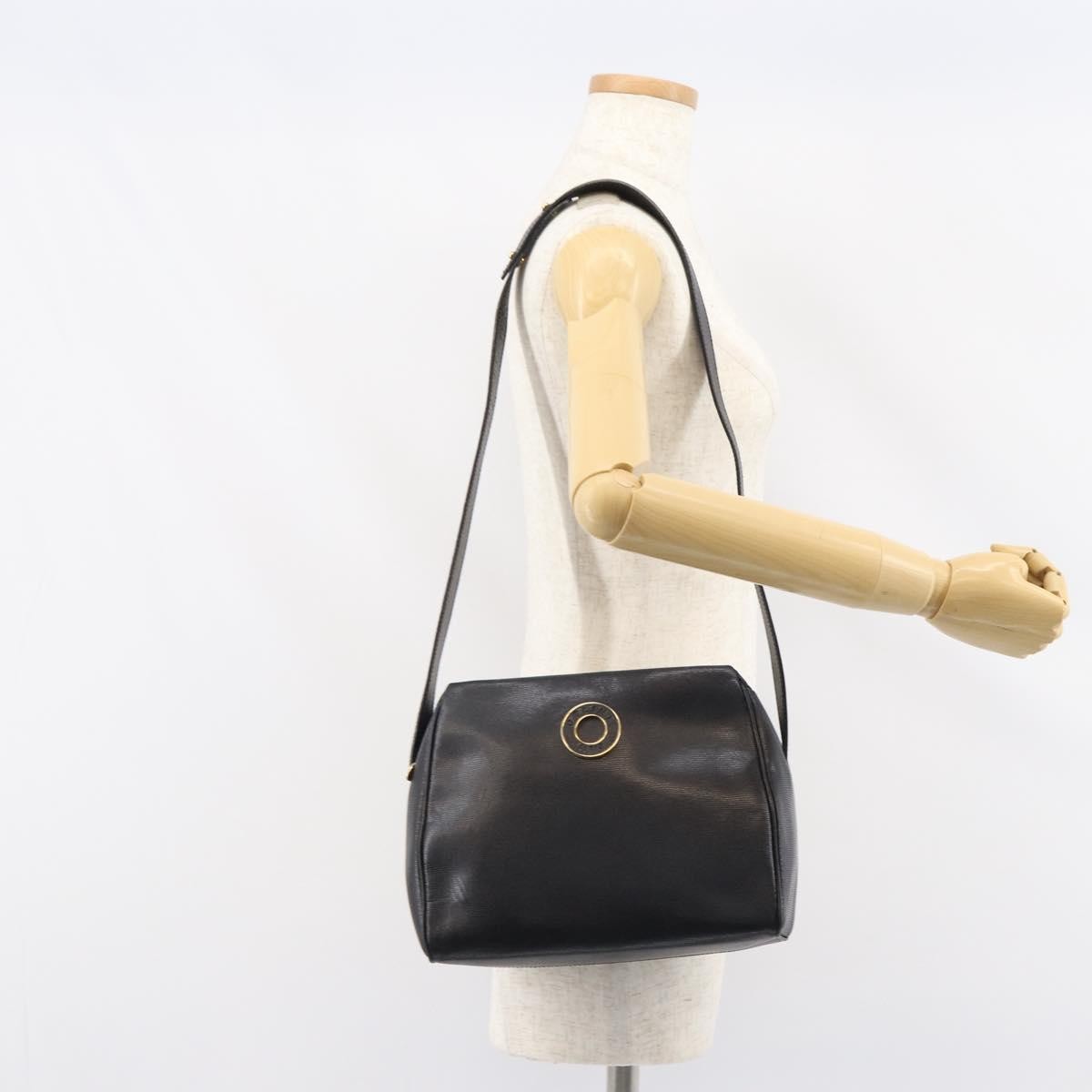 Celine Circle Logo Shoulder Bag Leather, BLACK, LEATHER, Shoulder bag