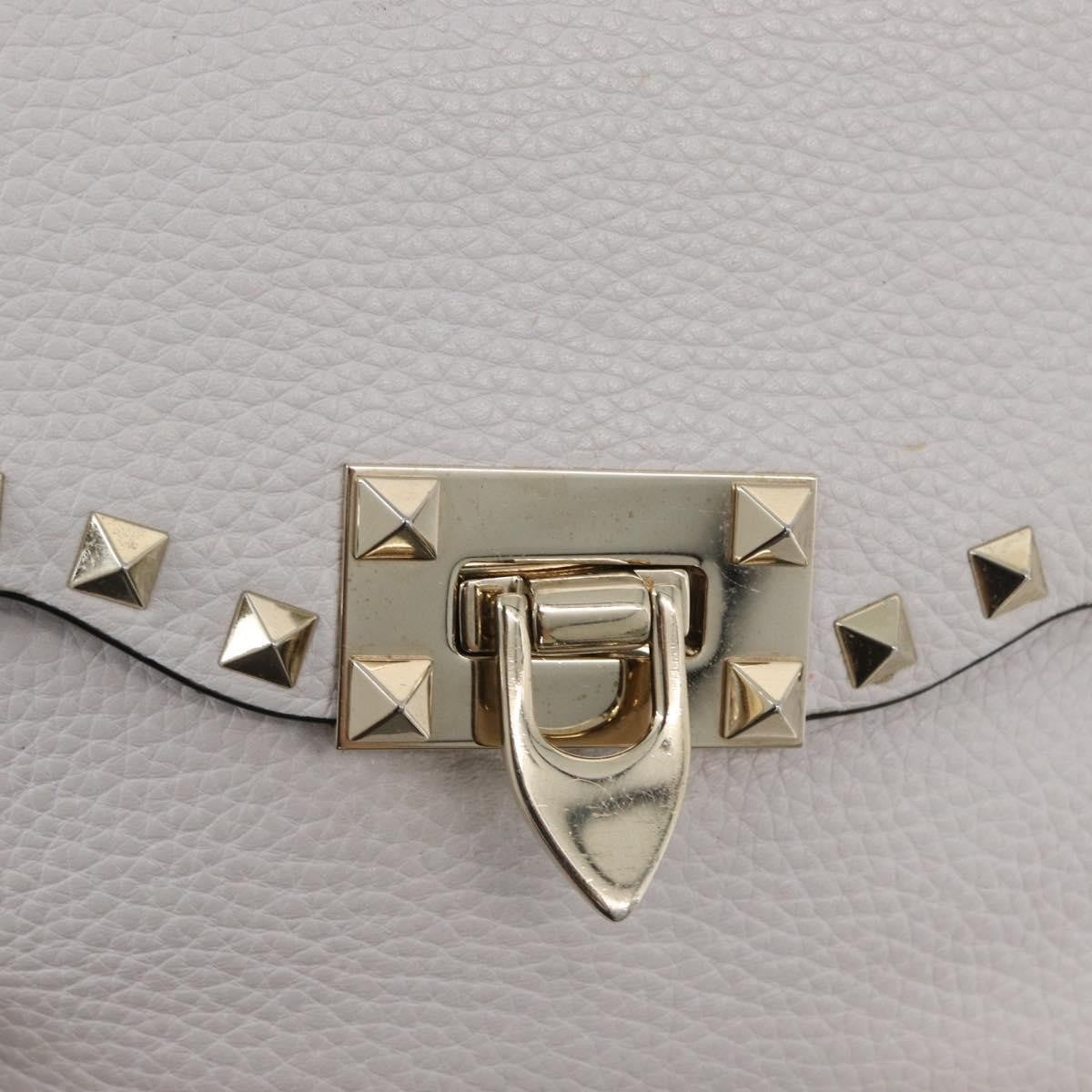Valentino Garavani Rockstud Flip Lock Flap Bag Leather, WHITE, LEATHER, Shoulder bag