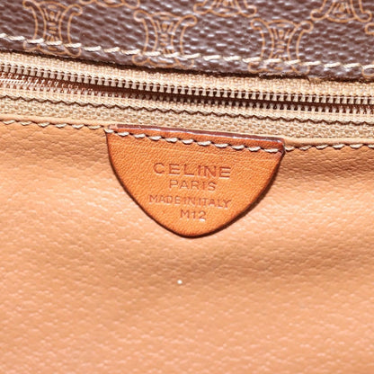 Celine Vintage Macadam Circle Logo Shoulder Bag Canvas and Leather, Brown, Canvas, Shoulder Bag