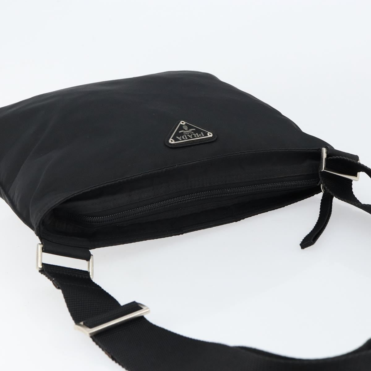 Prada Flat Messenger Bag Tessuto, BLACK, NYLON, Shoulder bag