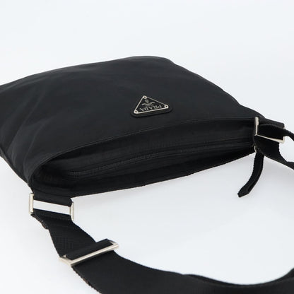 Prada Flat Messenger Bag Tessuto, BLACK, NYLON, Shoulder bag