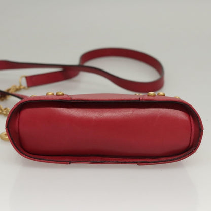Celine Zip Around Chain Shoulder Bag Leather, RED, LEATHER, Shoulder bag