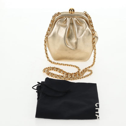 Chanel Vintage Timeless Kisslock Coin Purse Leather, GOLD, LEATHER, Shoulder bag