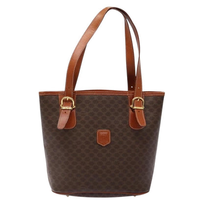 Celine Vintage Macadam Shopper Tote Coated Canvas, BROWN, CANVAS, Tote bag