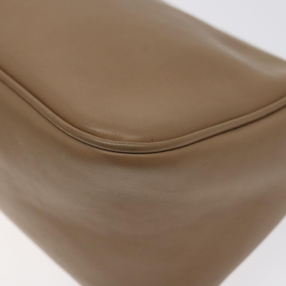Salvatore Ferragamo Vintage Gancini Pochette Leather, BEIGE, LEATHER, Clutche & pouche