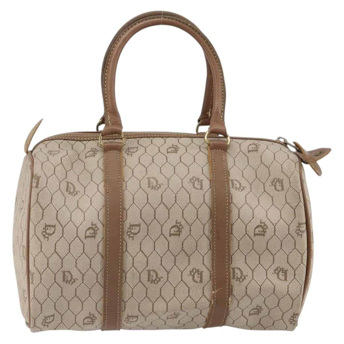 Christian Dior Vintage Honeycomb Boston bag Canvas and Leather, BEIGE, CANVAS, Travel bag