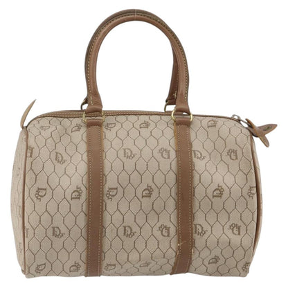 Christian Dior Vintage Honeycomb Boston bag Canvas and Leather, BEIGE, CANVAS, Travel bag