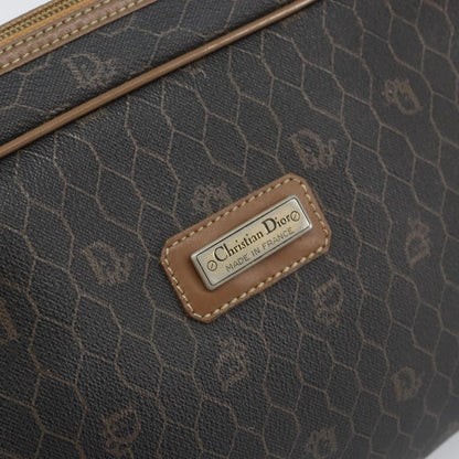 Christian Dior Vintage Honeycomb Zip Pouch Canvas and Leather, BLACK, CANVAS, Clutche & pouche