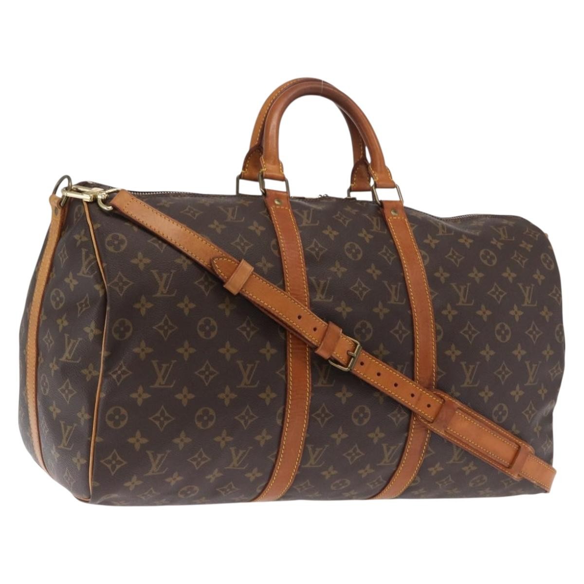 Louis Vuitton Keepall Bandouliere Bag Monogram Canvas, BROWN, CANVAS, Travel bag
