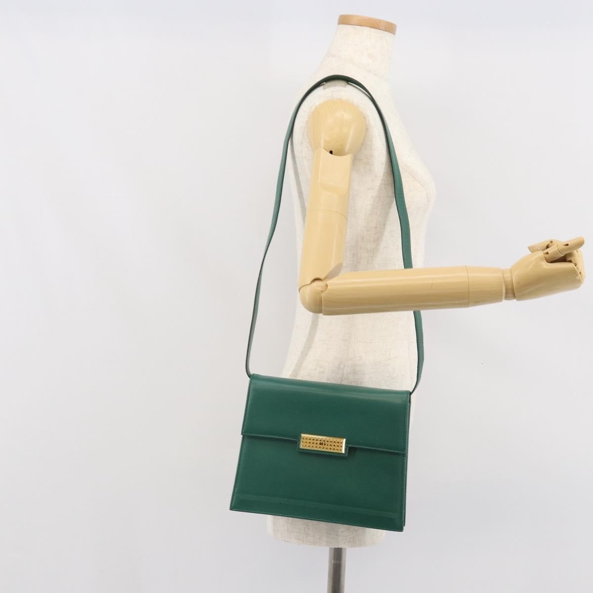 Christian Dior Vintage Shoulder Bag Leather, GREEN, LEATHER, Shoulder bag