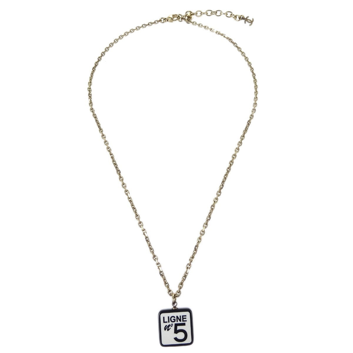 Chanel CC No.5 Pendant Necklace Metal, Gold, Gold Plated, Necklace