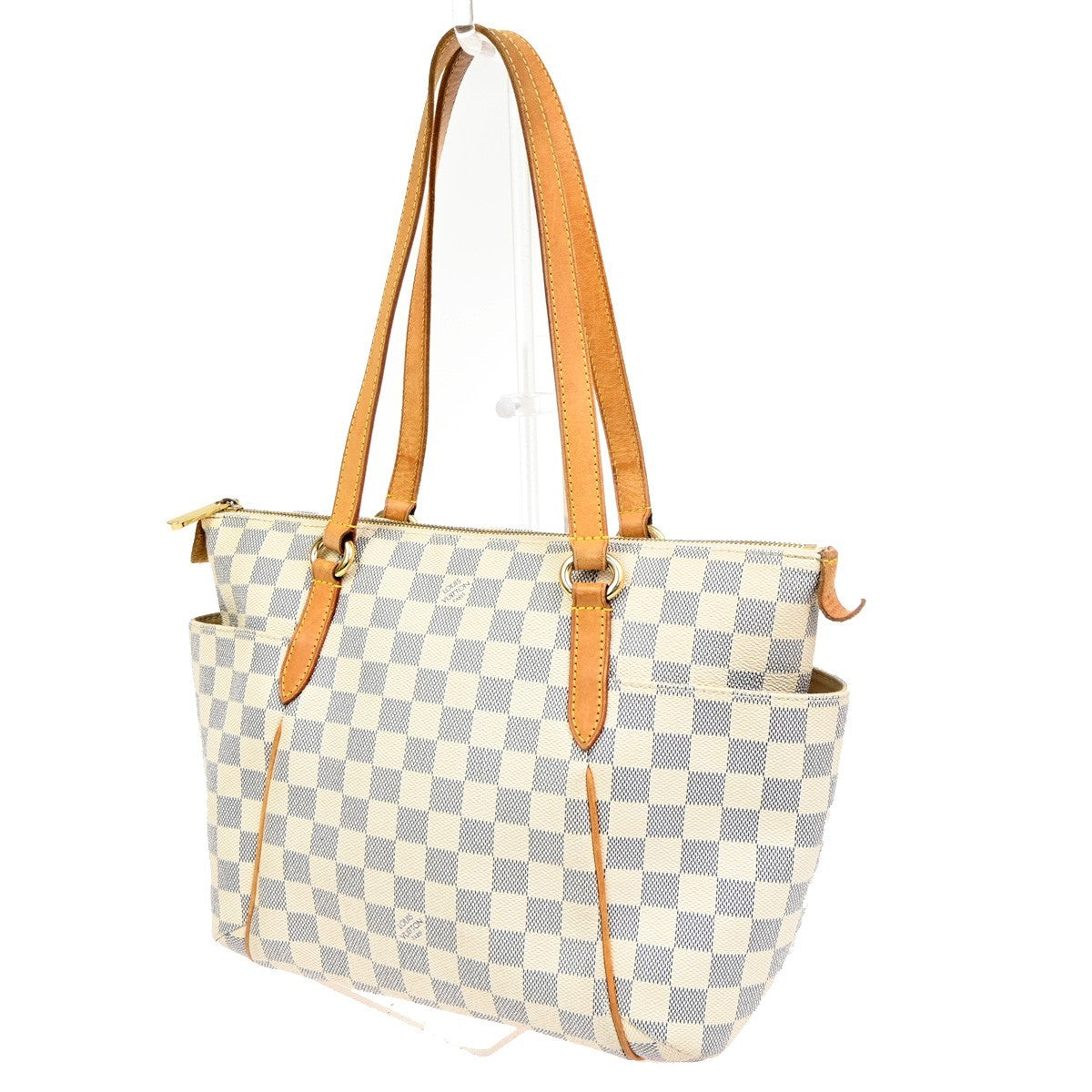 Louis Vuitton Totally Handbag Damier azur, WHITE, CANVAS, Shoulder bag