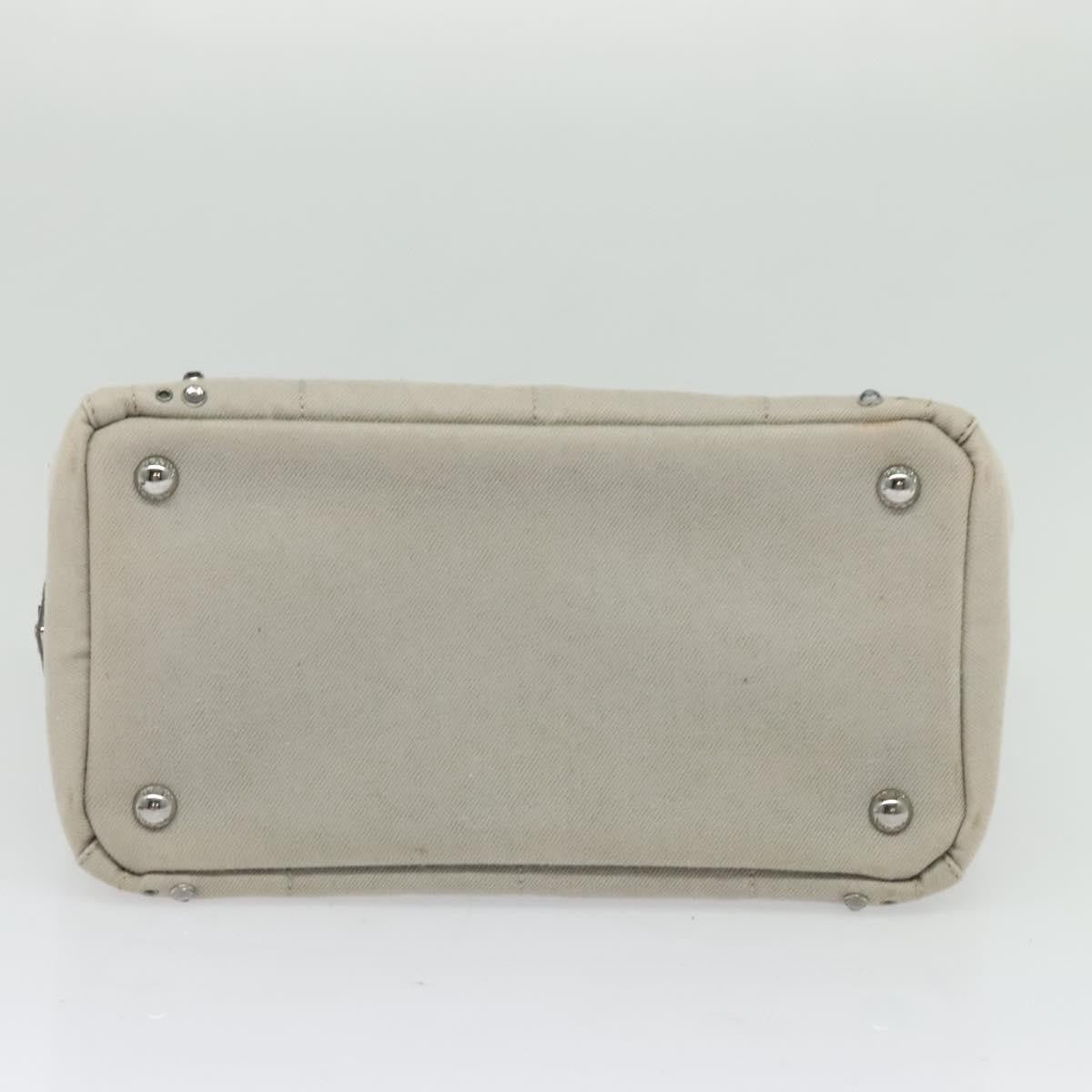 Prada Canapa Convertible Tote Rhinestone Embellished Denim, GRAY, CANVAS, Handbag