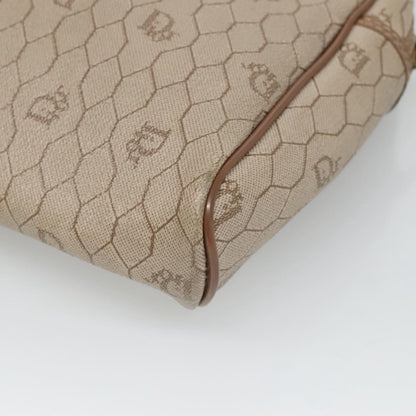 Christian Dior Vintage Honeycomb Zip Pouch Coated Canvas, BEIGE, CANVAS, Clutche & pouche