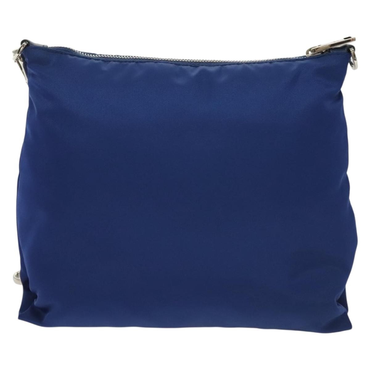 Prada Flat Messenger Tessuto with Leather, Blue, Nylon, Shoulder Bag