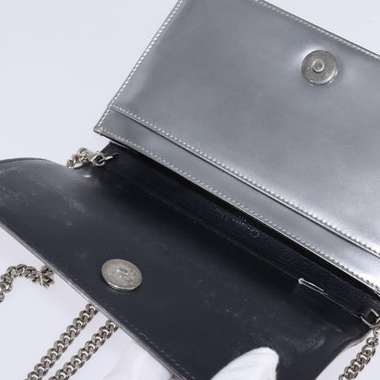 Christian Dior Diorama Wallet on Chain Metallic Distressed Calfskin, SILVER, LEATHER, Wallets