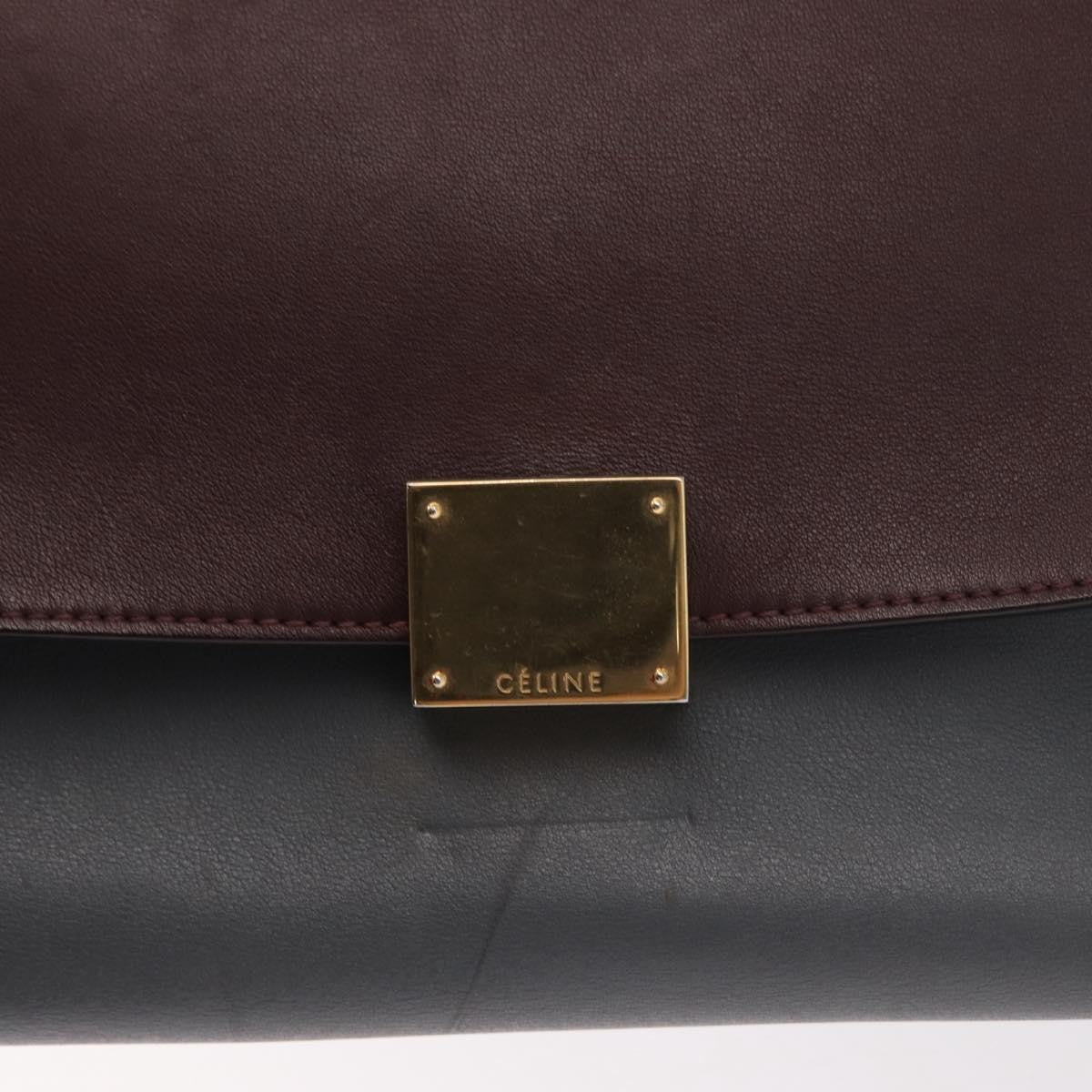 Celine Tricolor Trapeze Bag Leather, GRAY, LEATHER, Handbag