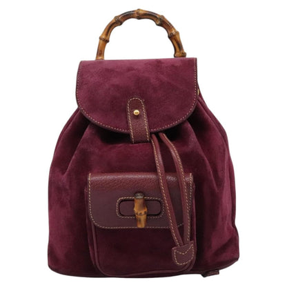 Gucci Vintage Bamboo Backpack Suede, PURPLE, SUEDE, Backpack
