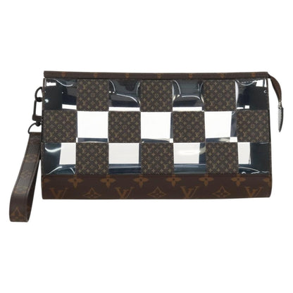 Louis Vuitton Standing Pouch Monogram Chess Coated Canvas and PVC, Brown, Canvas, Clutch