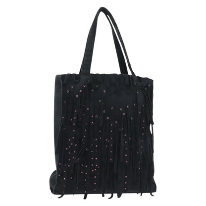 Chanel Vintage Fringe Tote Suede, NAVY, SUEDE, Tote bag