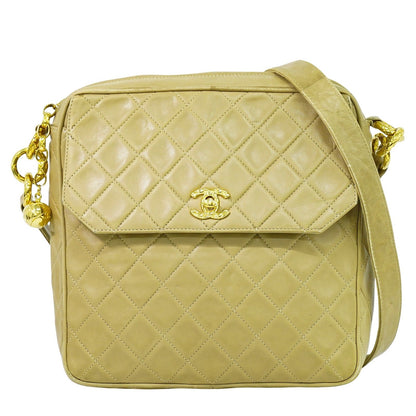 Chanel Vintage Camera bag Quilted Lambskin, BEIGE, LEATHER, Crossbody bag