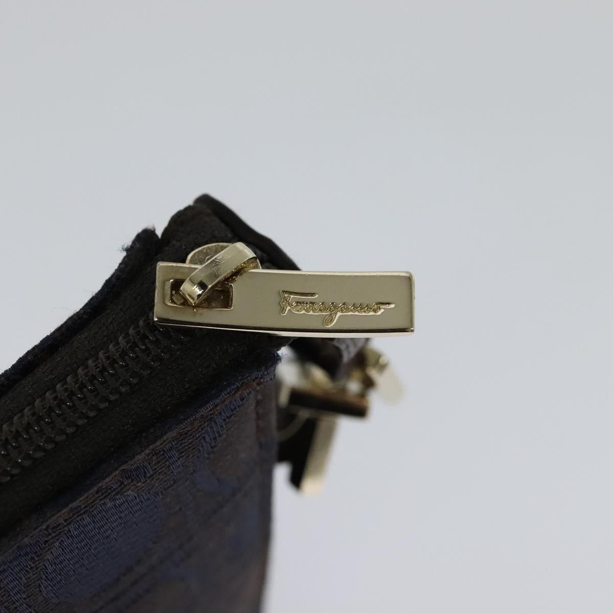 Salvatore Ferragamo Gancini handbag Canvas, NAVY, CANVAS, Handbag