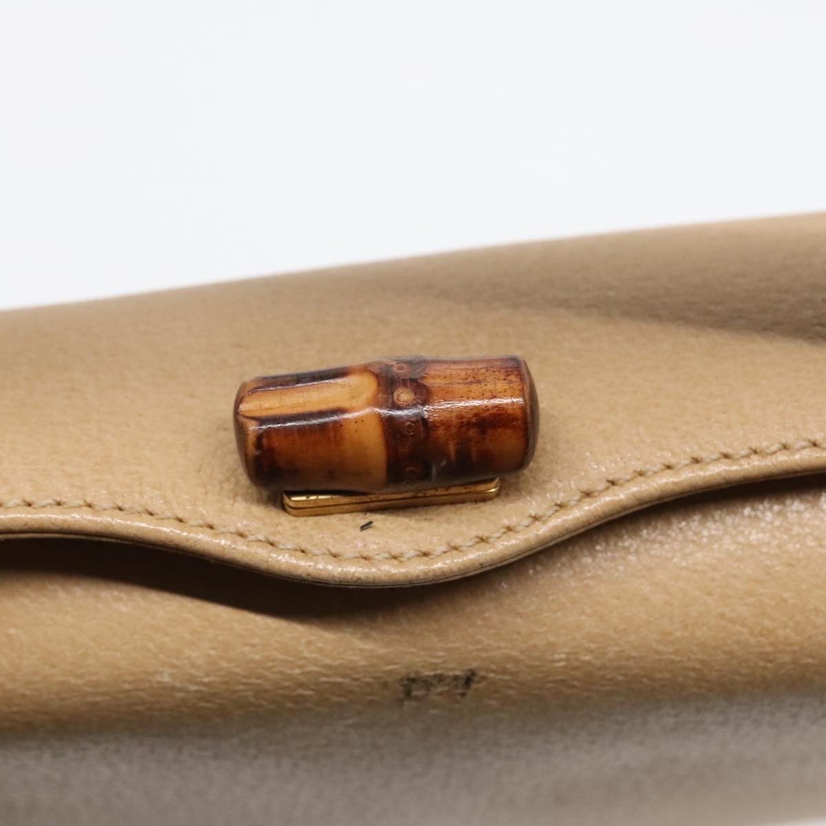 Gucci Vintage Convertible Bamboo Box Crossbody Bag Leather, Beige, Leather, Handbag