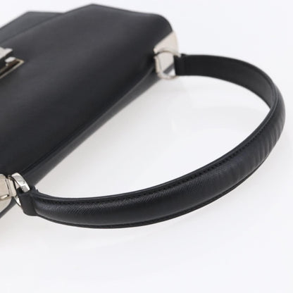 Salvatore Ferragamo Gancini handbag Leather, BLACK, LEATHER, Shoulder bag