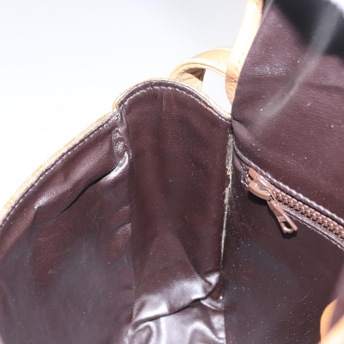 Celine Vintage Macadam Shoulder Bag Canvas and Leather, BEIGE, CANVAS, Shoulder bag