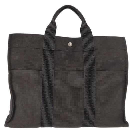 Hermes Fourre-tout Herline Canvas, GRAY, CANVAS, Tote bag