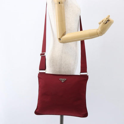 Prada Zip Top Messenger Bag Tessuto, RED, NYLON, Shoulder bag