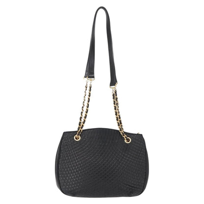 Bally Vintage Chain Shoulder Bag Quilted Leather, BLACK, LEATHER, Shoulder bag