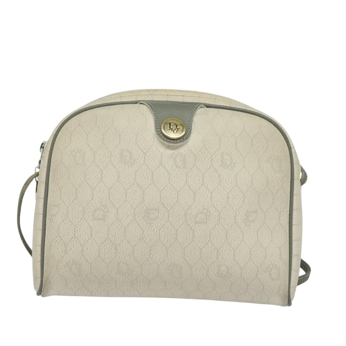 Christian Dior Vintage Honeycomb Shoulder Bag Canvas, WHITE, CANVAS, Shoulder bag