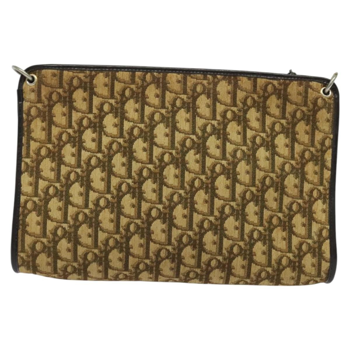 Christian Dior Vintage Trotter Shoulder Bag Canvas, BROWN, CANVAS, Shoulder bag
