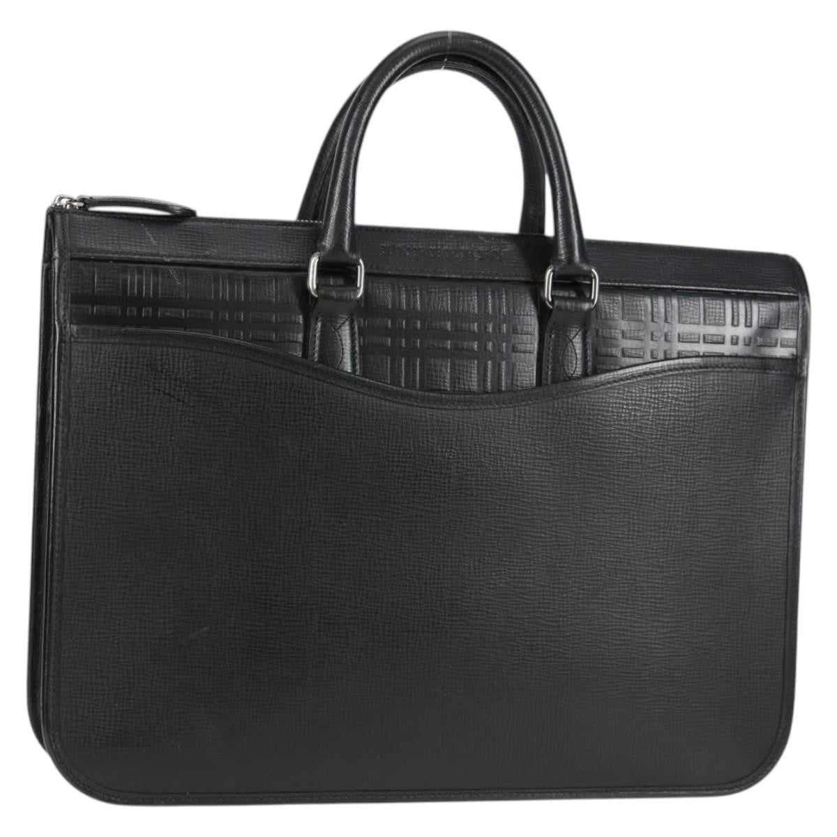 Burberry BUSINESS BAG BLACK LEATHER, BLACK, LEATHER, Briefcase