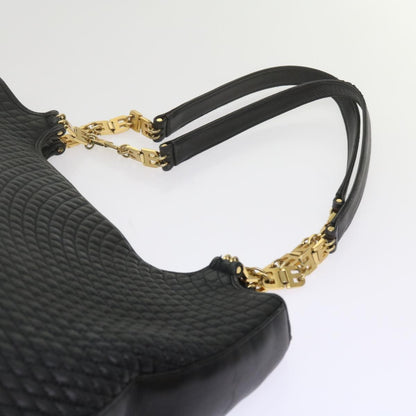 Bally Vintage Chain Shoulder Bag Quilted Leather, BLACK, LEATHER, Tote bag