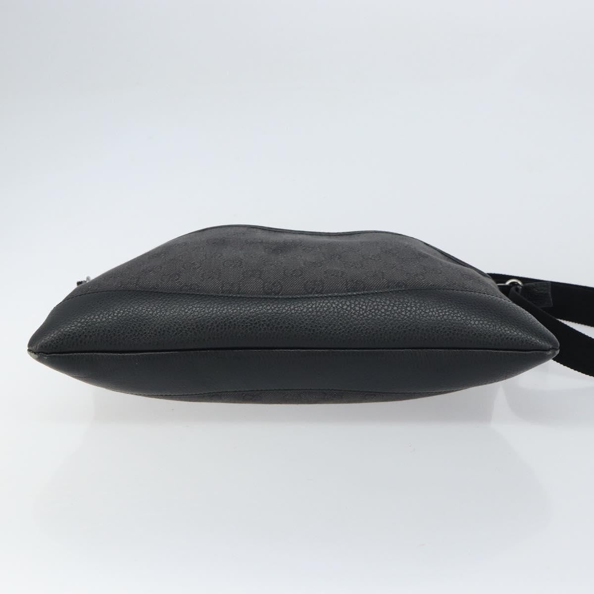Gucci Zip Messenger Bag GG Denim, BLACK, CANVAS, Shoulder bag