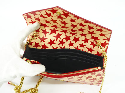 Saint Laurent Star wallet on chain Leather, RED, LEATHER, Wallets