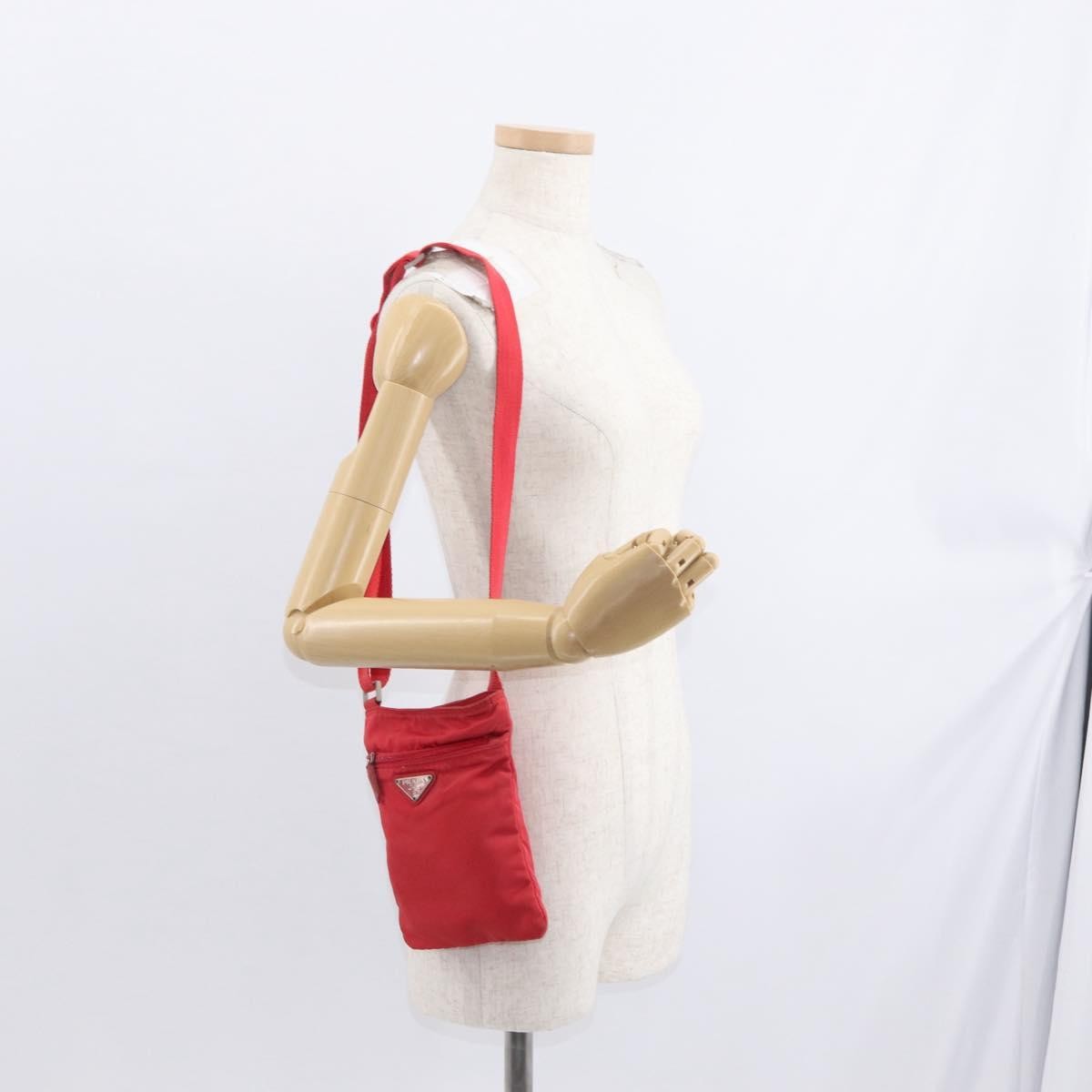 Prada Front Pocket Messenger Bag Tessuto, RED, NYLON, Shoulder bag