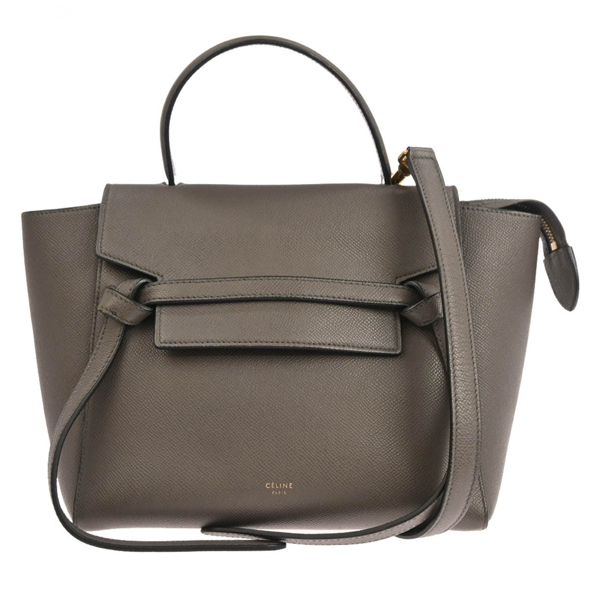 Celine Belt Bag Textured Leather, GRAY, LEATHER, Handbag
