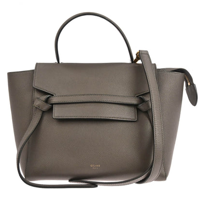 Celine Belt Bag Textured Leather, GRAY, LEATHER, Handbag