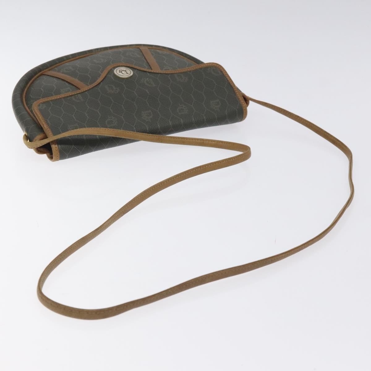 Christian Dior Vintage Honeycomb Flap Crossbody Bag Coated Canvas, GRAY, CANVAS, Crossbody bag