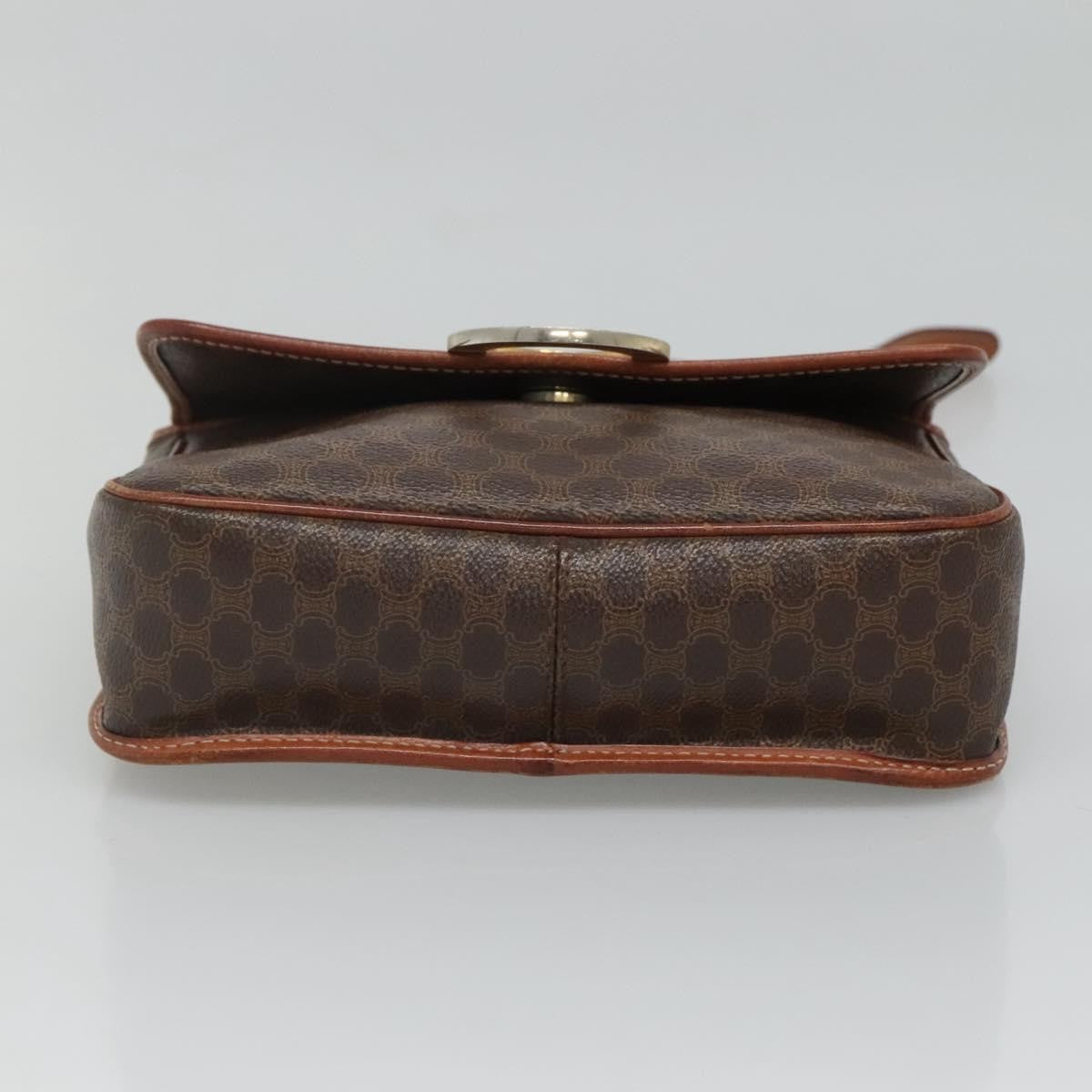 Celine Vintage Macadam Circle Logo Shoulder Bag Canvas and Leather, Brown, Canvas, Shoulder Bag