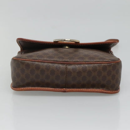 Celine Vintage Macadam Circle Logo Shoulder Bag Canvas and Leather, Brown, Canvas, Shoulder Bag