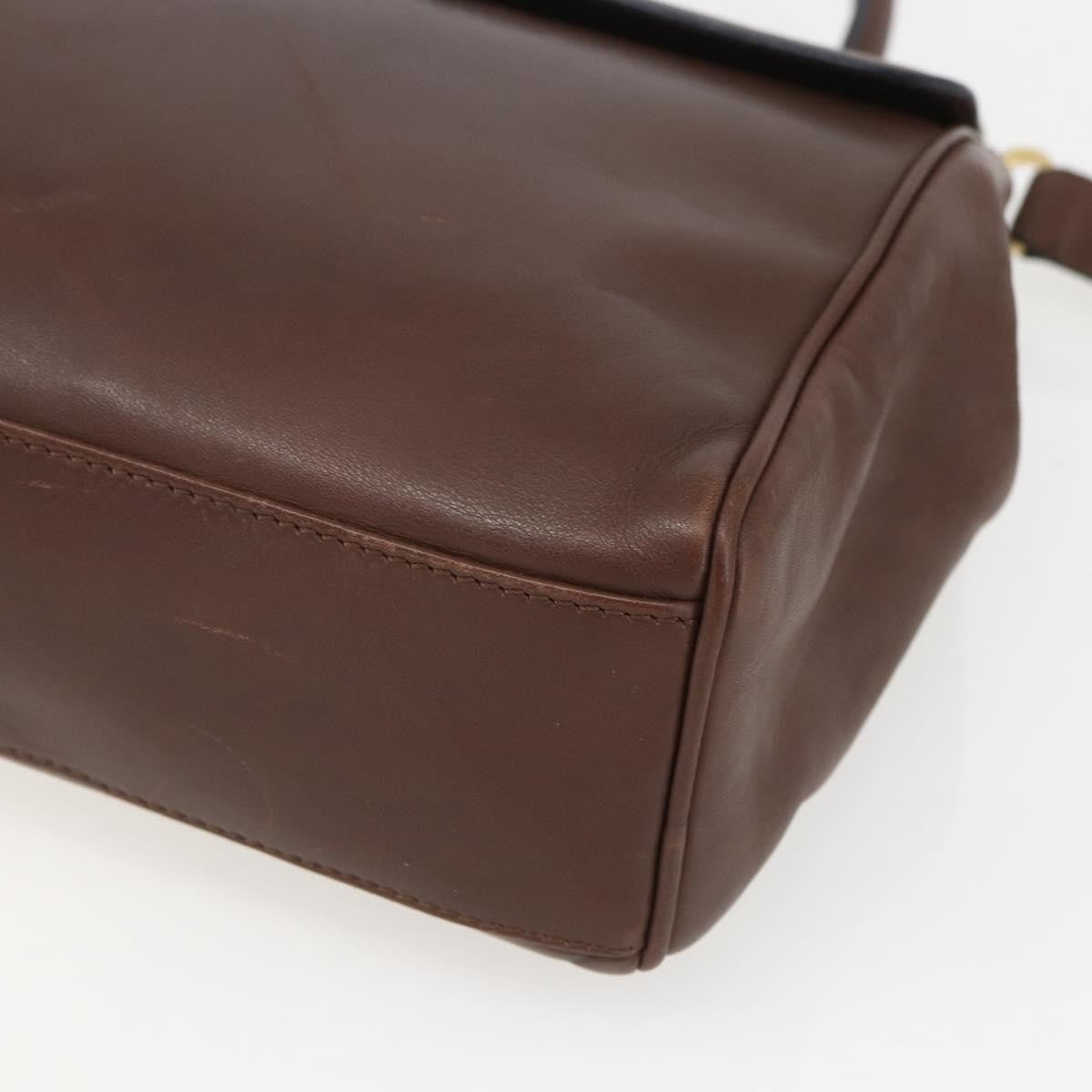 Celine Circle Logo Handbag Leather, BROWN, LEATHER, Handbag