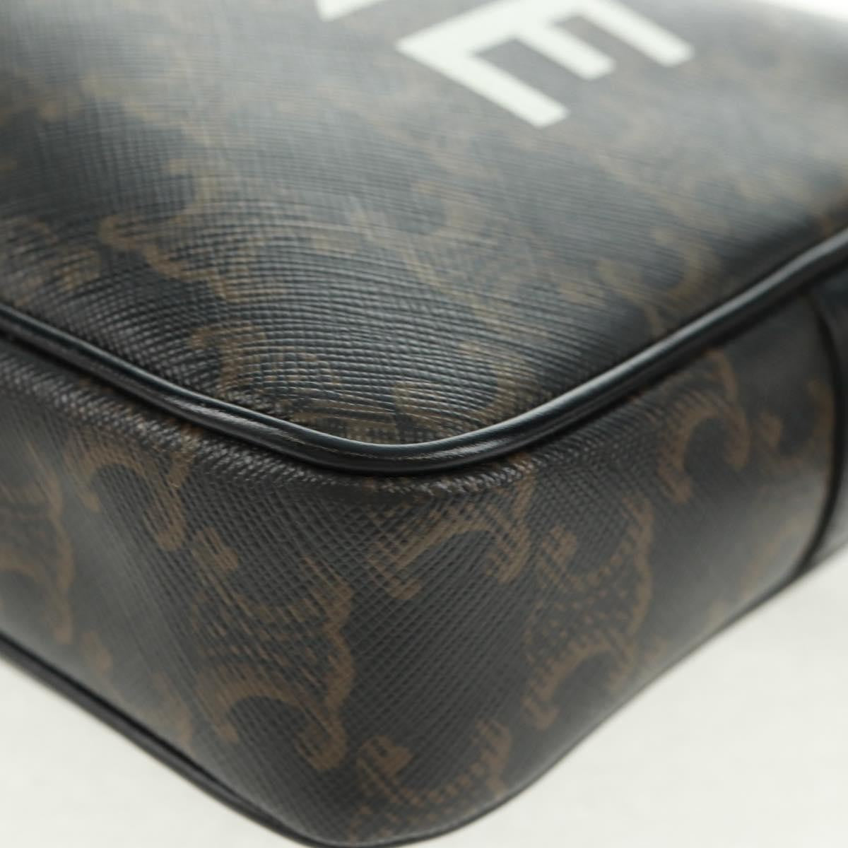 Celine Logo Messenger Bag Triomphe Coated Canvas, Black, PVC, Shoulder Bag