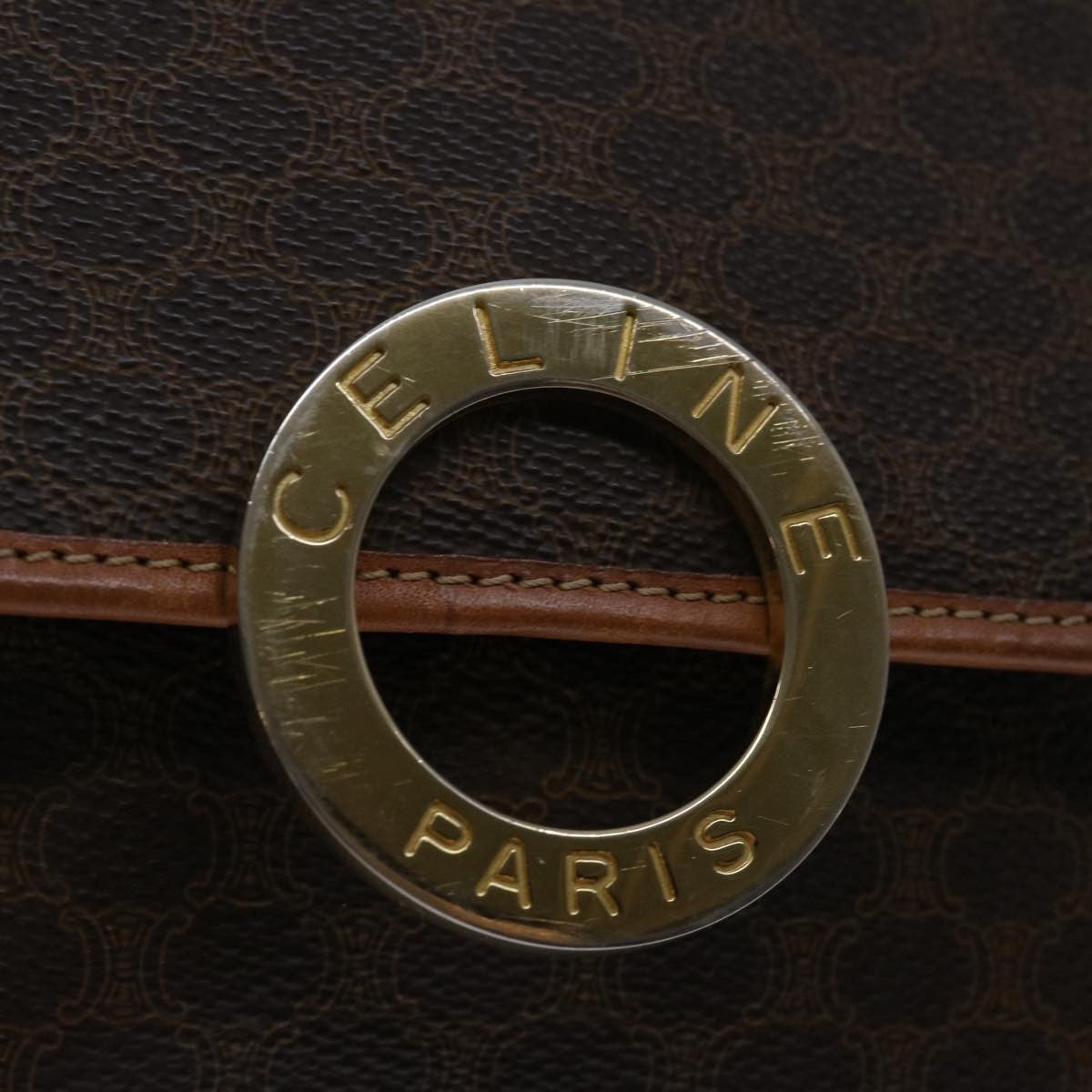 Celine Macadam Shoulder Bag Canvas, BROWN, PVC, Shoulder bag