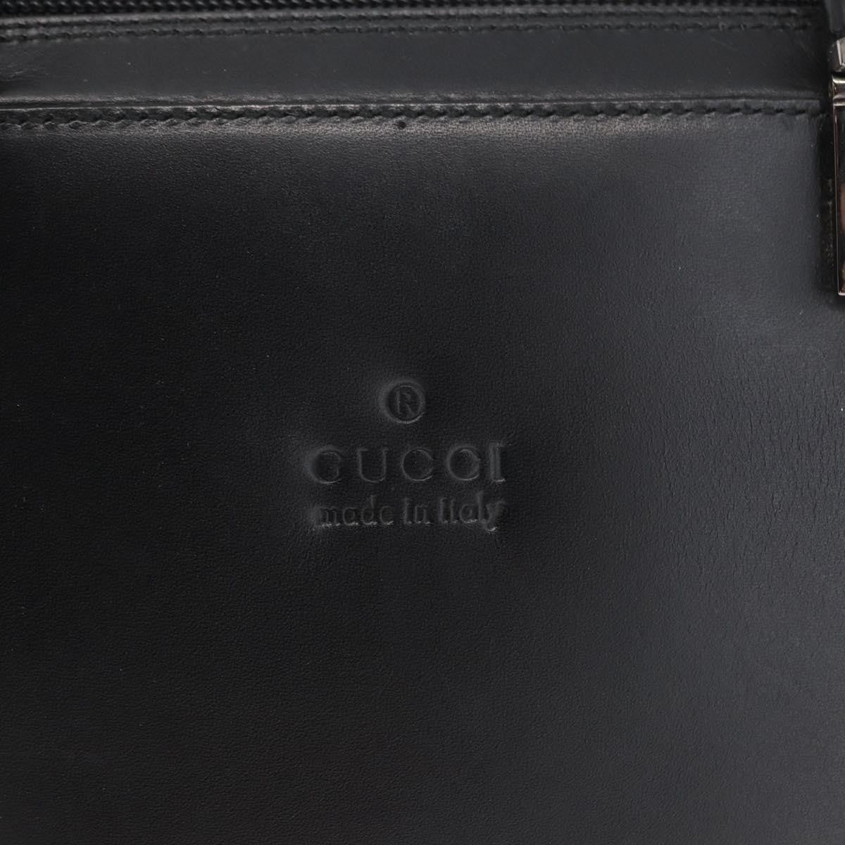 Gucci Vintage Bamboo Handle Bag Leather, BLACK, LEATHER, Handbag