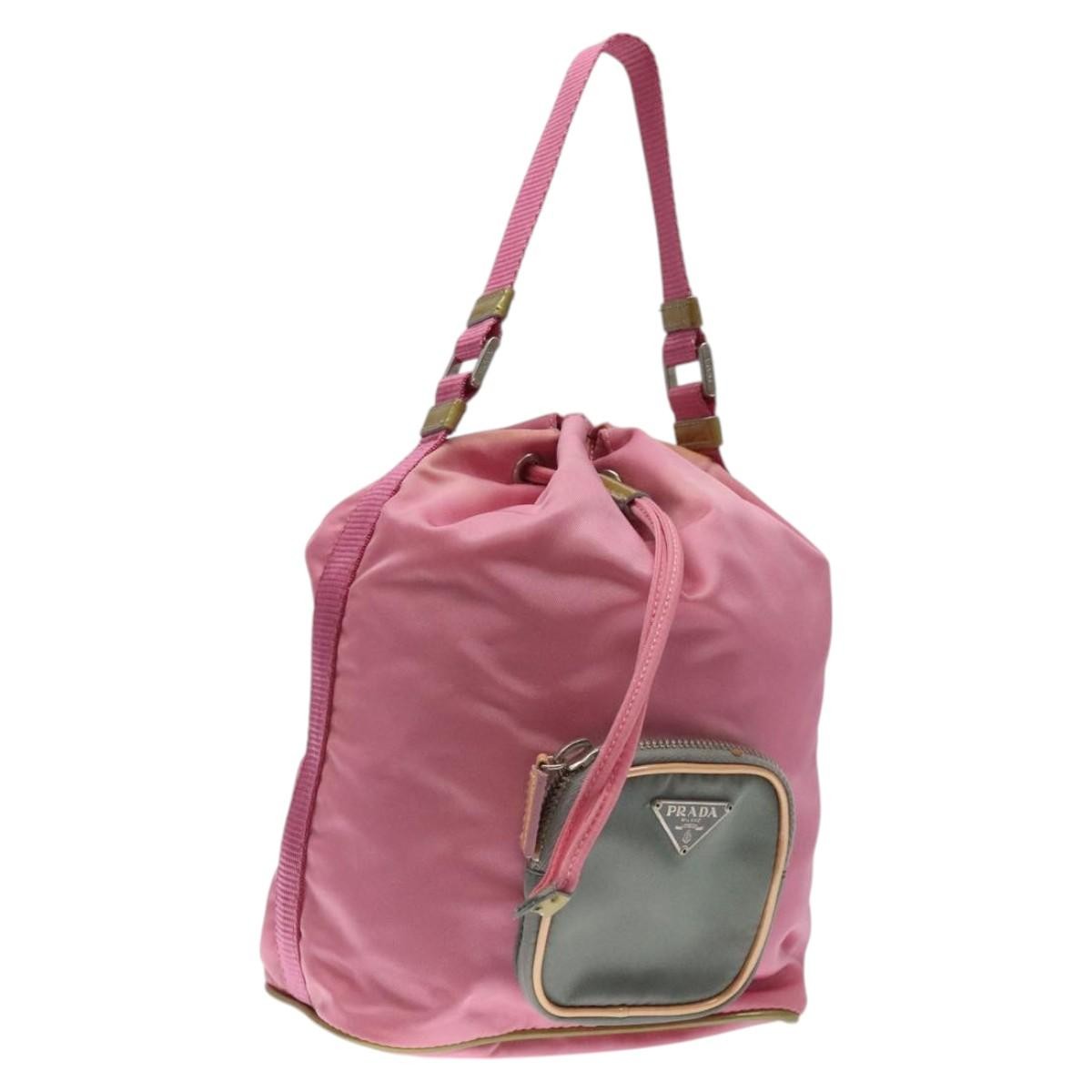 Prada Drawstring Bucket Bag Tessuto, PINK, NYLON, Handbag