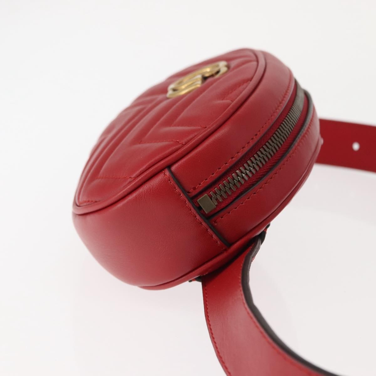 Gucci GG Marmont Belt Bag Matelasse Leather, RED, LEATHER, Clutche & pouche